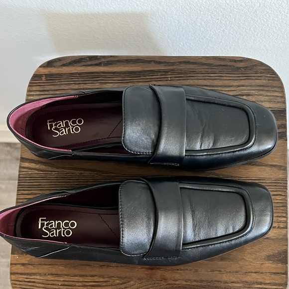 Franco sarto dela black leather square toe loafers size 9 - Picture 2 of 6